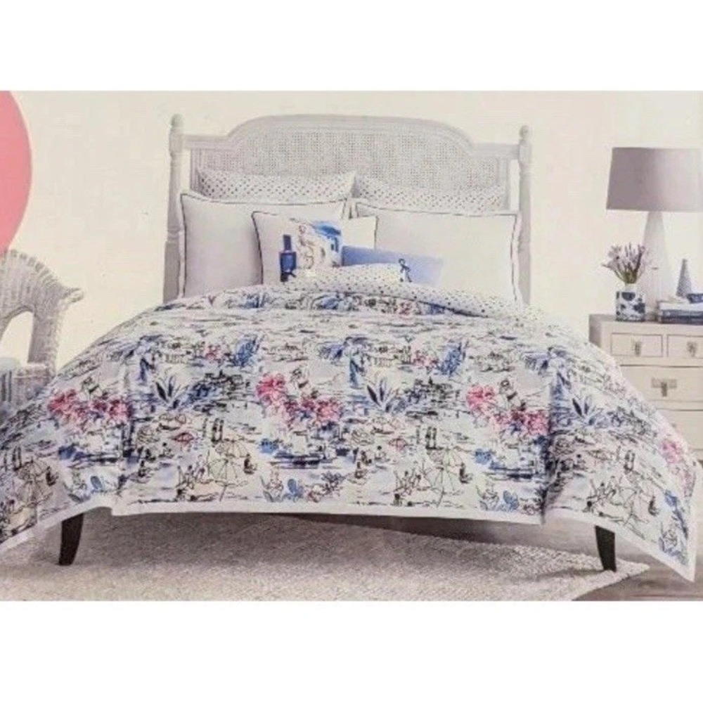 New Cote D'Azure 2 Pc Duvet Cover Set‎ French Riviera Cotton Multi Color Twin